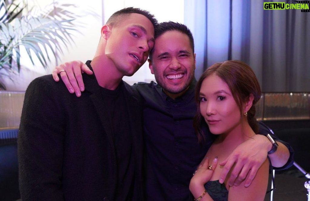 Colton Haynes Instagram - Finally reunited with my besties @allymaki @travisatreo to celebrate Trav’s new company @fandedinc 🤗 They’re clearly fighting over me in these pics fyi. Duh. Special photobomb appearance from @thebrianjoo 👏🏼 IM SO SO SO SO SO PROUD OF U TRAV!!!