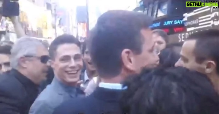 Colton Haynes Instagram - 2 weeks until @teenwolf The Movie on @paramountplus 🥹 Here’s a #tbt of @tylerposey58 @hollandroden & I in Times Square on our way to ring the closing bell at NASDAQ after the show premiered ❤️ #teenwolfthemovie #teenwolf