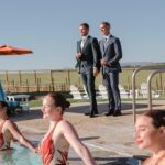 Colton Underwood Instagram - A dream come true. #ad with the help of our friends at @21seeds Infused Tequila we made all of our favorite moments even better. From the loving walk to the artistic swim team all of our favorite people enjoyed our favorite cocktails. Also… can we talk about the ice cubes?! 🥒🍹