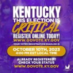 Common Instagram – Kentucky, there’s a critical Governor’s race happening next month and we need you to make your voice heard! Today, Tuesday, October 10th, is the last day you can register to vote! Just got to www.govote.ky.gov to check your registration and/or register online. Please raise your voices at the ballot box to ensure Governor Andy Beshear is re-elected. Early voting starts November 2nd and Election Day is November 7. #VoteForBreonna #RememberBreonnaTaylor