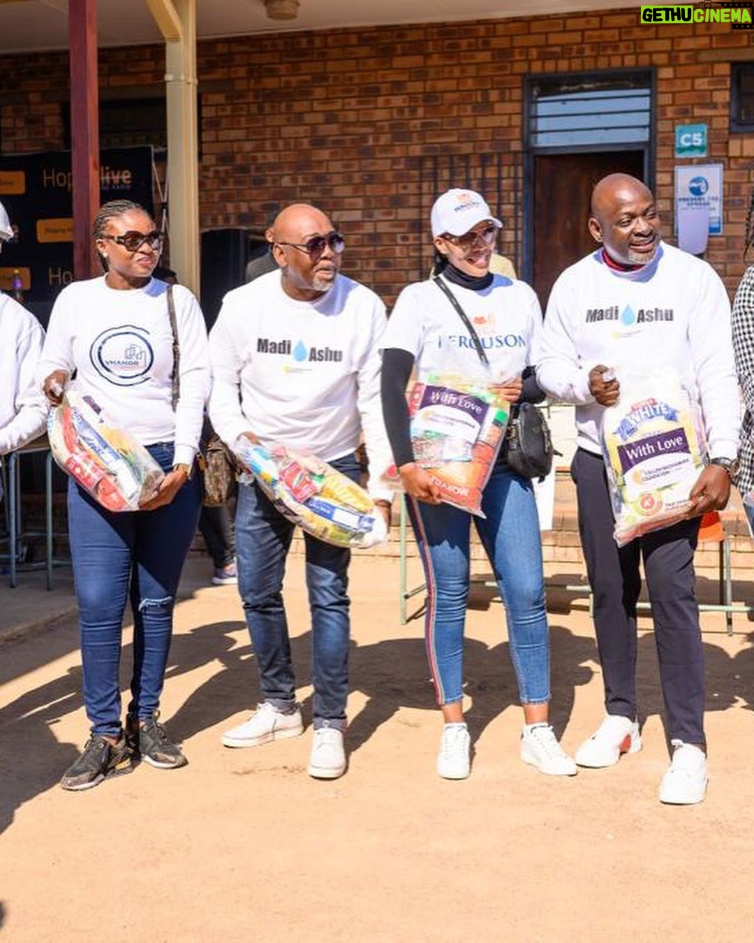Connie Ferguson Instagram - We serve God by serving others. ๐๐พ Yesterday was a day well spent with the community of Hamanskraal at Adam Masebe Secondary School. We celebrated Nelson Mandela Day with the Collen Mashawana Foundation and the People Matter Foundation, where a borehole, food packs, blankets, books etc. were donated in honor of Madiba. We were honored to partake in such a meaningful event.๐๐พ โNever doubt that a small group of thoughtful, committed citizens can change the world; indeed, itโs the only thing that ever has.โ - unknown Mabogo dinku a thebana.โค๏ธ #nelsonmandeladay2023 #fergusonfoundation #peoplematterfoundation #collenmashawanafoundation
