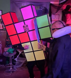 Cooper Barnes Instagram - Happy Halloween! Tetris, Mommy Long Legs, Medusa, The Delta Diarrhea Plane, Kid Danger, Pennywise, epic parties, ambitious costumes, incredible light displays, generous friends, fannagalling my big ass costume into various tight spaces, lawn movies, pumpkin carving, and a buttload of candy made this an October to remember. 🎃🕷️👻🦇