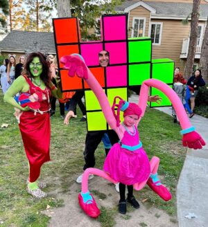 Cooper Barnes Instagram - Happy Halloween! Tetris, Mommy Long Legs, Medusa, The Delta Diarrhea Plane, Kid Danger, Pennywise, epic parties, ambitious costumes, incredible light displays, generous friends, fannagalling my big ass costume into various tight spaces, lawn movies, pumpkin carving, and a buttload of candy made this an October to remember. 🎃🕷️👻🦇