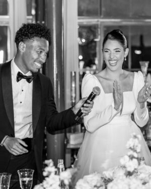 Coralie Porrovecchio Instagram - Merci à tous d’avoir sublimé notre soirée hier ! Vous avez fais de notre mariage une soirée mémorable. 
Merci aussi pour tous vos messages 🤍 
Merci à @alibakhtiardesigns d’avoir organisé cette soirée de rêve pour nous et nos invités. 
Et surtout merci à mon mari d’être le plus bel être sur cette terre ❤️