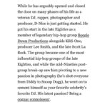 D-Nice Instagram - Grateful for this interview with Sage Anderson for @rollingstone magazine! Excited and honored to be part of the @MartingaleCognac family. Interview link in bio. 🥃Cheers! #MartingaleCognac
