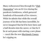 D-Nice Instagram - Grateful for this interview with Sage Anderson for @rollingstone magazine! Excited and honored to be part of the @MartingaleCognac family. Interview link in bio. 🥃Cheers! #MartingaleCognac