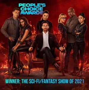 D.B. Woodside Instagram - I know I’ve said it before but #Lucifans are the best fans!  Thank you for all of your @peopleschoice votes and for helping us edge out some other amazing shows.  Your support has not gone unnoticed. 🙏🏾😈 #lucifer #peopleschoiceawards