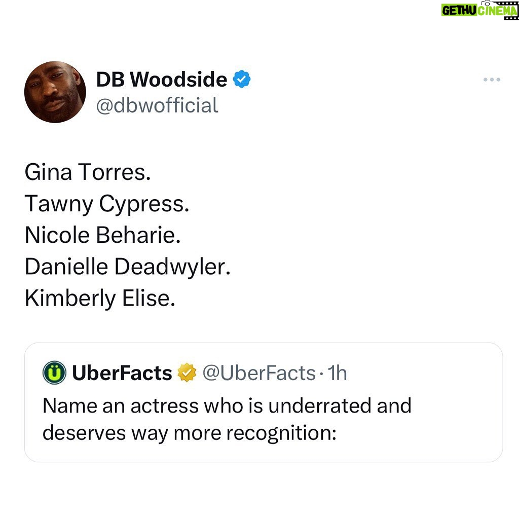 D.B. Woodside Instagram - Uber facts indeed!