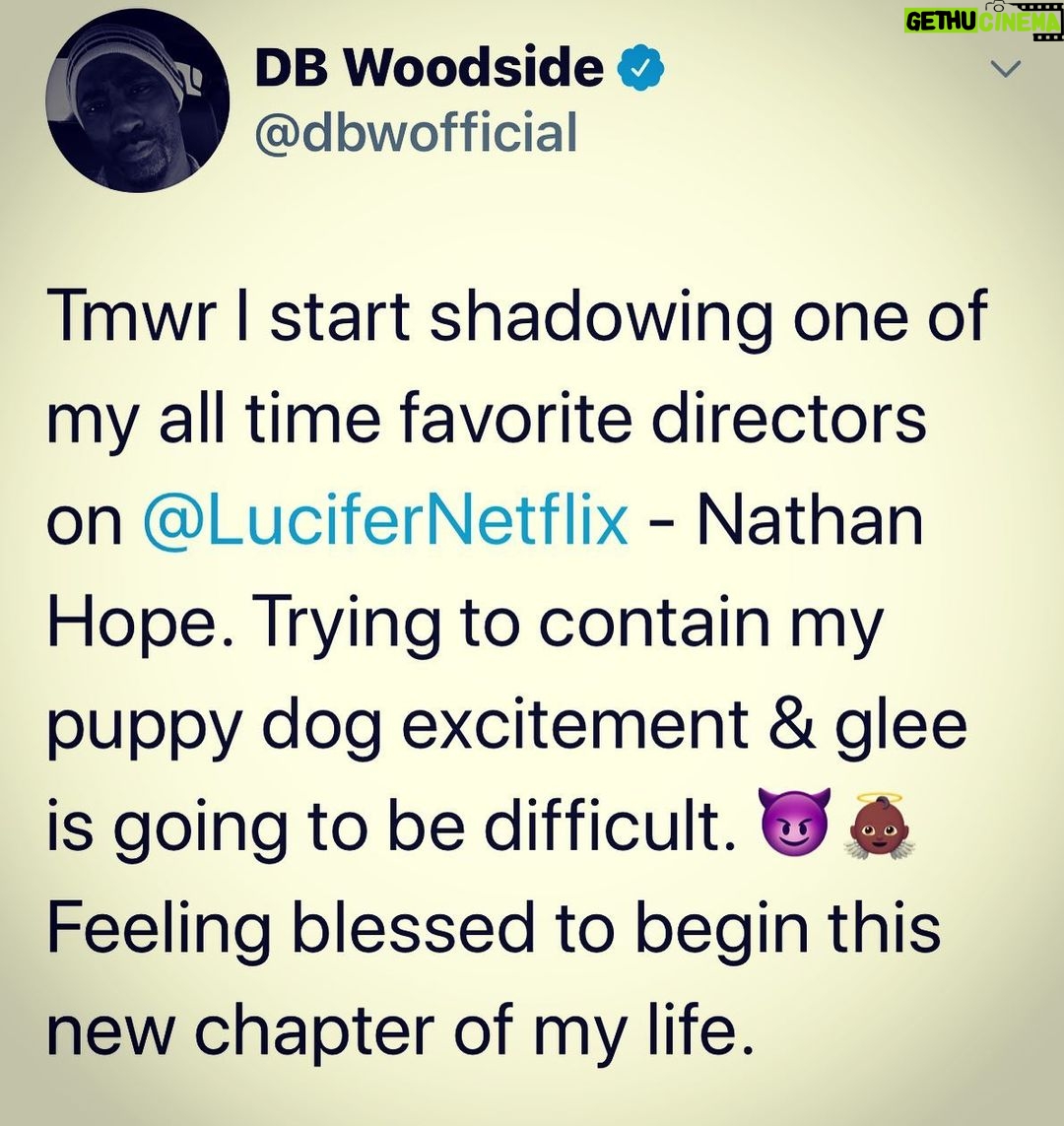 D.B. Woodside Instagram - 🙏🏾 @lucifernetflix