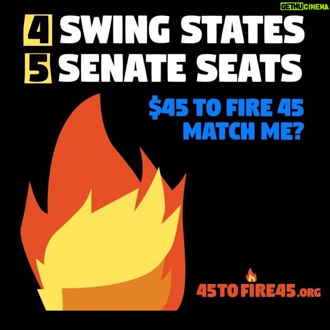 D.B. Woodside Instagram - Hey good people - Join me & DONATE $45 to FIRE 45 🔥 Please go to 45tofire45.org With your support, we can win in 4 key swing states this November: Texas, North Carolina, Arizona and Georgia. These states have 5 Senate seats & 80 electoral votes up for grabs! Without them, Trump can’t win. 😉 So... DONATE! #45toFire45! Let’s flip TX, NC, AZ, and GA for good!! ❤️