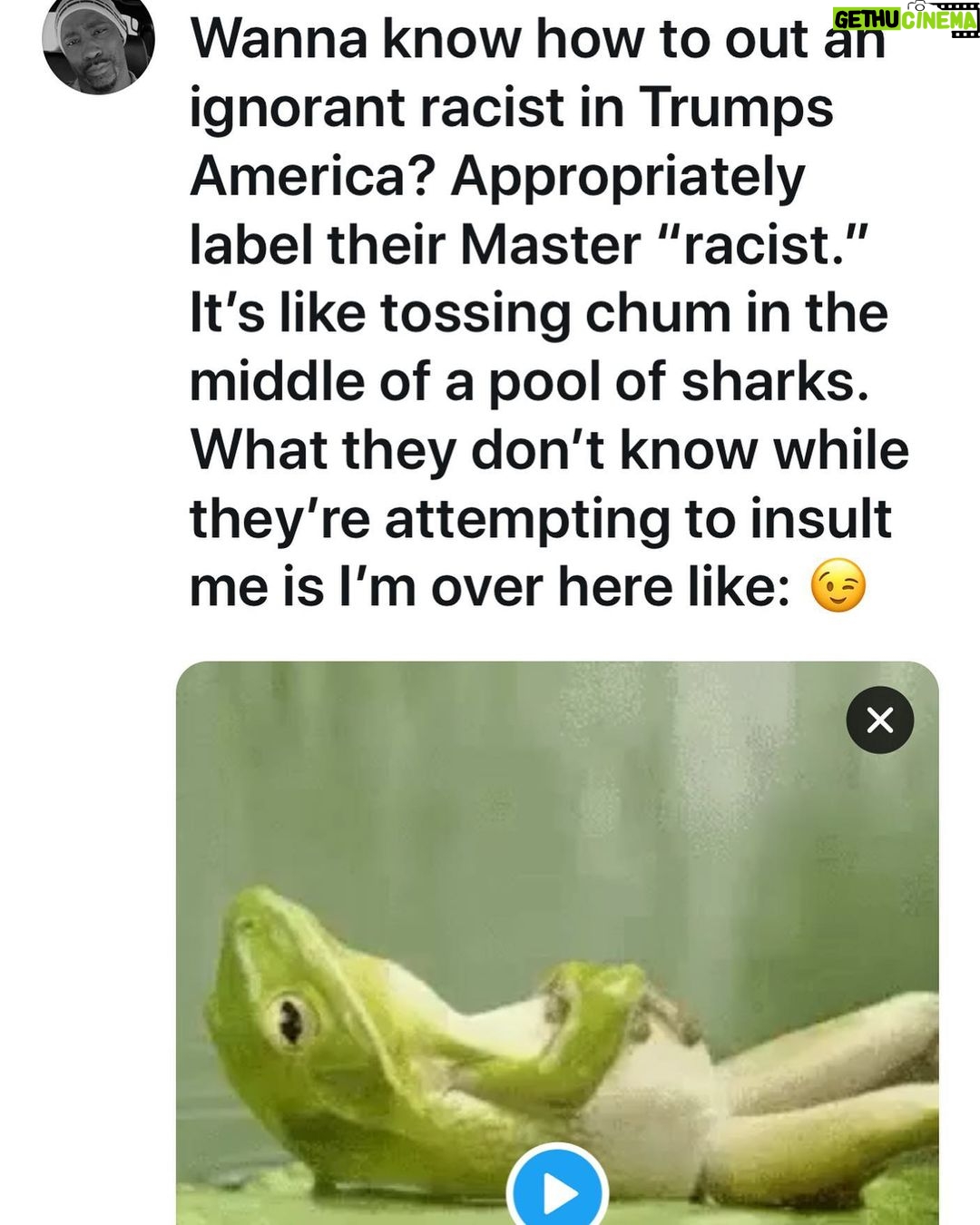 D.B. Woodside Instagram - Chillin’. Is it 5 o’clock yet? I could use a tasty beverage to wash down the tears, stupidity & willful ignorance of Trump supporters. 😂 And if you don’t like it? Hit that unfollow button homie. You won’t be missed. 😉🤷🏾♂️😊