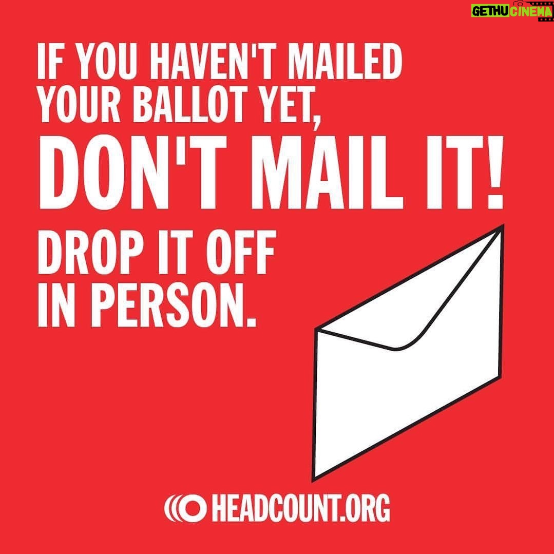 D.B. Woodside Instagram - #repost @headcountorg • Make sure your vote counts! If you haven't mailed in your ballot yet, DON'T. We recommend that you return mail-in ballot in person to make sure it’s there in time. Get more info at HeadCount.org/State