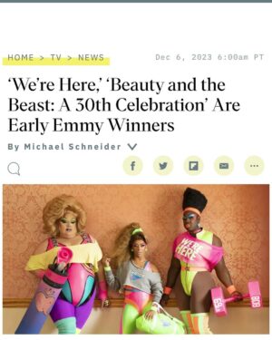 D.J. 'Shangela' Pierce Instagram - TWO MORE EMMYS FOR WE’RE HERE!! 🎉🎉 Thank u @televisionacad and Congratulations to the wardrobe and hair styling teams of season 3!!!! I’m so PROUD of the amazing talent shown by these brilliant LGBTQ+ artists, and the part their creative ideas played in telling the powerful stories of me @bobthedragqueen and @eurekaohara’s drag kids in each city. As we three OG hosts/co-producers move forward to new individual opportunities, this is a beautiful celebration of what’s been created and what’s to come! ❤️ The awards were specifically based on the St. George, Utah episode (S3, ep 2 on @streamonmax) … so swipe to see some pics!! And shout out to the @werehere S3 makeup teams who won their category the previous year. Last pic is all WH #TeamShangela in the desert!! 🌵

Team Shangela 
Wardrobe Stylists @diegomontoyastudio @rickyrey 
Tailoring @mindylamour 
Hair @wigsandgrace @tyyharris 
Makeup @lushiousmassacr 
Assistant @liamrileycb
📸 @gregendries 

And major love to all the other WH squad team awardees @realdominocouture @marcosquared @blakedannymakes @sharonjmalka 💕