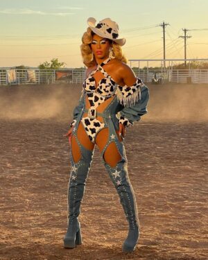 D.J. 'Shangela' Pierce Instagram - You can take the Queen out the country, but u can’t take the country out the Queen … and I’m cool with that! 🤠💅Happy November y’all! xo 

designer @diegomontoyastudio 
makeup @lushiousmassacr 
hair @wigsandgrace 
📸 @liamrileycb