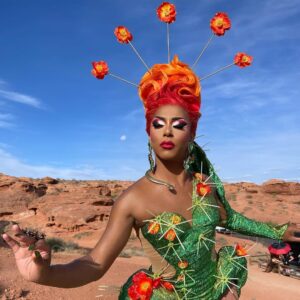 D.J. 'Shangela' Pierce Instagram - if it’s up, then it’s stuck 🌵🧡😊

👗 @diegomontoyastudio @rickyrey 
💄 @lushiousmassacr 
💇🏽‍♀️ @wigsandgrace 
💎 @roxbycox 
📸 @liamrileycb
