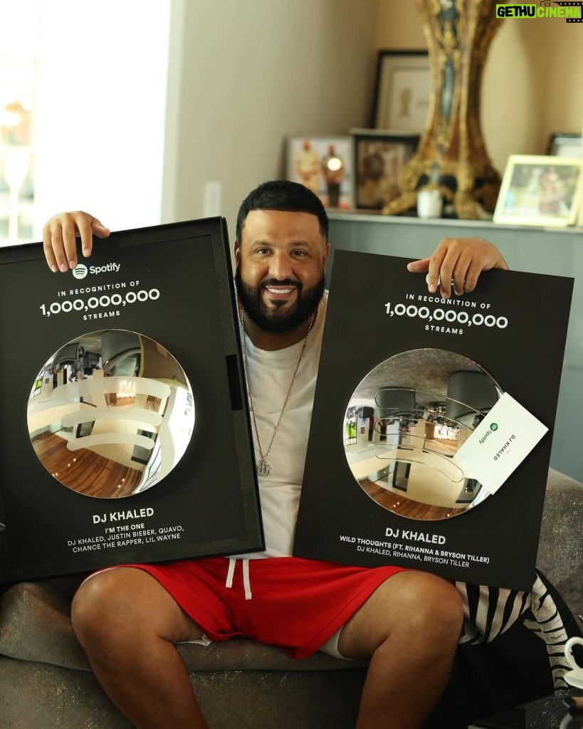 DJ Khaled Instagram - Thank u #FANLUV and @spotify for the love! It’s time to get back to the hits ! Get the plates 🍽️ ready! LETS EAT!! New album in the works ,it’s SPECIAL! @wethebest #WILDTHOUGHTS BILLI and adding this to the collection #IMTHEONE BEEN BILLI , MORE CHUNE SOON COME