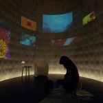 Dacre Montgomery Instagram - BTS FROM G/H/OST (1/3) Such an honour to shape the look of this film. I spent a few weeks workshopping the furniture and props: assembling a list of fabrics and materials that would absorb and reflect light. I wanted the minimalism to feel futuristic without forcing it on the audience. The walls within the dome are pillowed, which we accentuated using light tubes in the trough below the floor. @darkcinema is the genius behind the projections and helped me to craft the content in Iris’s world: presenting pictures both provocative and palliative.