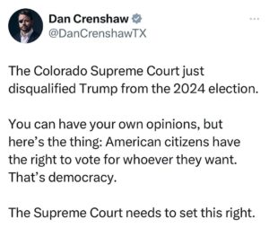 Dan Crenshaw Instagram - The Supreme Court needs to overturn this immediately. This is un-American and unconstitutional.