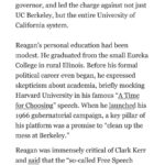 Dan Crenshaw Instagram - There’s a strange new trend with some people on the Right who have recently decided that Reagan is “not conservative” enough, and a relic of the past. They’re wrong. Reaganism is about fighting and winning. As we look at fighting the DEI ideology that is destroying higher education right now, we should look to Reagan’s higher education battles. What did Reagan do when University of California administrators coddled student and faculty radicals that were rioting? He sent in the National Guard. What did he do when the violence continued? He shut down all 28 public colleges and universities in the state for four days. Not to mention, he also did the serious work of instituting budgetary reforms to prevent the administrative bloat that we see in higher education today. We have to take the same approach. That means confronting the taxpayer-funded DEI that has propped up left-wing illiberalism and enabled the explosion of antisemitism we see on college campuses. How do we do this? Let’s start by creating smart higher ed policy. I have a bill that will prevent taxpayer dollars from flowing to universities that force students to write DEI statements. Most Americans know the left is crazy, but we have to make sure that conservatives look like the adults in the room. Read more on @nationalreview