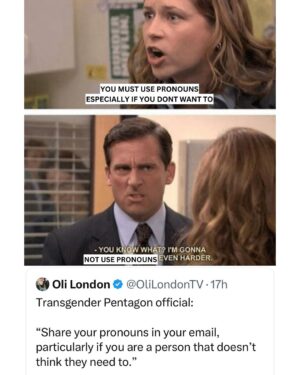 Dan Crenshaw Instagram - Because that’s what makes our enemies scared. Not putting pronouns in our emails. 🙄