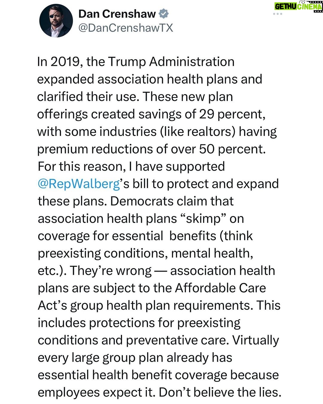 Dan Crenshaw Instagram - Sorry audience, this isn’t clickbait content, but it is actually important policy stuff, so give it a like eh?
