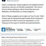 Dan Crenshaw Instagram – Joe Biden lies. Again. And this is why it’s insane that any young person would ever vote Democrat. 

Responsible Republicans have been sounding the alarm about entitlement spending forever. While there’s always a few “deficit hawks” who yell and scream every year about appropriations bills, the truth is that these annual spending bills only account for 1/3 of total spending, and half of that is for our military. The real deficit hawks are more concerned with the 2/3 of spending that comes from Social Security, Medicare, Medicaid, etc. 

So it has to be fixed. 

But how? Democrats just want to raise your taxes. That’s it. Raise taxes on young people and transfer the money to your grandparents. 

There’s a lot more sensible solutions than that, of course. 

But again, if you’re young and worried about these retirement programs (as you should be), you should never vote for Democrats.