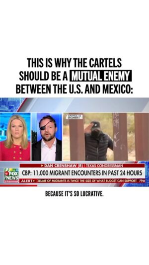 Dan Crenshaw Instagram - Things that are true:
- The cartels are killing Americans
- The cartels are killing Mexicans 
- It should be a mutual goal between Mexico and the U.S. to take the cartels out

What’s not being talked about enough is how the cartels are benefitting from Biden’s border crisis. With a record breaking crisis, the cartels are making record breaking money. In 2021 alone, the cartels made over 13 billion dollars just from human smuggling. Imagine what they’re making now, with 27,000 crossings in just 48 hours. 

In the next few days the Biden admin will travel to Mexico to meet with AMLO about “additional enforcement actions” to slow the migration influx at the southern border. All this will be is a photo op and topline discussions — what we need is real action. Pass the damn border reforms, enforce the laws that already exists. Real solutions exist, and the longer we take to act on them, the more power we’re giving to the cartels.

#Mexico #cartels #mexicandrugcartels #border #bordercrisis