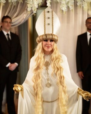 Dan Levy Instagram - A moment of appreciation for this look that took us a solid month to figure out. I found the McQueen dress on consignment. The Botticelli hair came to me in a dream and @ana_sorys ran with the idea and created yet another iconic Moira wig/hair band. Our incredible wardrobe department (spearheaded by the great Debra Hanson) made the hat and assembled the look: some over the top costume jewelry, gold gloves, and matching gold Tom Ford knee high boots. @luckymakeup did wonders with the glowy, ethereal makeup. This is what I love about making TV. The teamwork. This look is a love letter to all of the incredible art departments that worked tirelessly alongside each other to bring our ideas to life in the most inspiring ways week after week, episode after episode. What a team. And what a send-off.  x