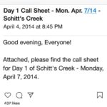 Dan Levy Instagram - Started the show on April 7th. Ended the show on April 7th. Had no idea how many dreams would come true. #schittsfinale
