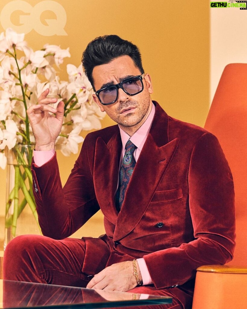 Dan Levy Instagram - Will be honoring these suits throughout the day. Sue me. Photographs by @daniellelevitt Styled by Jon Tietz @tietztietz Grooming by Johnny Hernandez