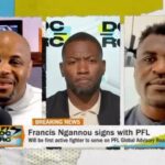Daniel Cormier Instagram - We’re live on DC&RC and today we spoke to the big man on the day of his big announcement. We’re joined by @francisngannou we also discuss the big win By Jailton Almeida last weekend, and we tap in or tap out. Link in my bio @realrclark @espnmma