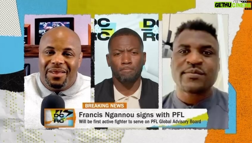 Daniel Cormier Instagram - We’re live on DC&RC and today we spoke to the big man on the day of his big announcement. We’re joined by @francisngannou we also discuss the big win By Jailton Almeida last weekend, and we tap in or tap out. Link in my bio @realrclark @espnmma