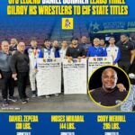 Daniel Cormier Instagram - UFC legend Daniel Cormier leads three Gilroy (CA) wrestlers to CIF state titles. 🥇 Cody Merrill, Daniel Zepeda and Moses Mirabal bring home gold under the tutelage of former multi-weight class UFC champion. 👏 (@gilroywrestling / @dc_mma) #ufc #wrestling #sport #statechamps Gilroy, California