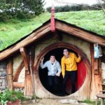 Daniel Howell Instagram - two tol lads in one smol hobbit hole Hobbiton, New Zealand, Lord of the Rings Film Set.