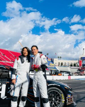 Daniel Wu Instagram - Getting the tour of the #nascarclash 1/4 mile track inside the LA Colosseum from @dennyhamlin ahead of the race this Sunday. Short and sweet.

 #wearestudentdrivers #nascar @nascar @toyotausa