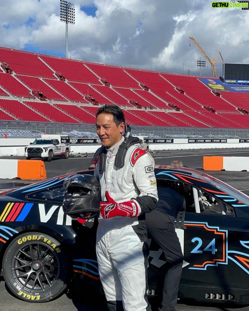 Daniel Wu Instagram - Getting the tour of the #nascarclash 1/4 mile track inside the LA Colosseum from @dennyhamlin ahead of the race this Sunday. Short and sweet. #wearestudentdrivers #nascar @nascar @toyotausa L.A. Collesium