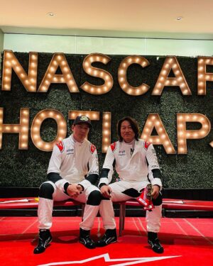 Daniel Wu Instagram - Getting the tour of the #nascarclash 1/4 mile track inside the LA Colosseum from @dennyhamlin ahead of the race this Sunday. Short and sweet.

 #wearestudentdrivers #nascar @nascar @toyotausa