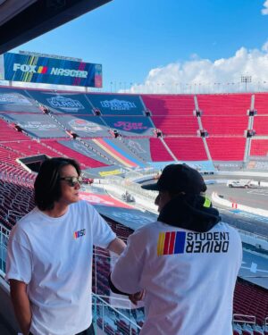 Daniel Wu Instagram - Getting the tour of the #nascarclash 1/4 mile track inside the LA Colosseum from @dennyhamlin ahead of the race this Sunday. Short and sweet.

 #wearestudentdrivers #nascar @nascar @toyotausa