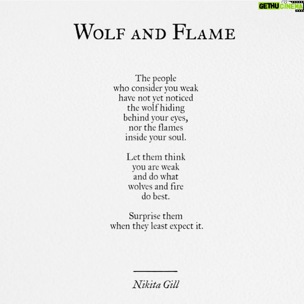 Danielle Campbell Instagram - Wolf and Flame @nikita_gill