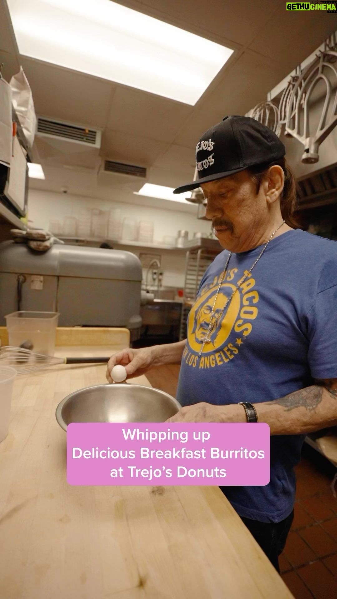 Danny Trejo Instagram - Whipping up some delicious breakfast burritos this morning!! π³π― Serving Breakfast Burritos and Nacho Donut Sandwiches until 11AM! Open daily 7AM-4PM π6785 Santa Monica Blvd, Los Angeles #trejostacos #trejosdonuts #trejoscantina #trejoscerveza #trejosdonutsandcoffee #coffeeshop #losangeles #donuts #dannytrejo #breakfast #bakers #donutsandcoffee Trejo's Coffee & Donuts
