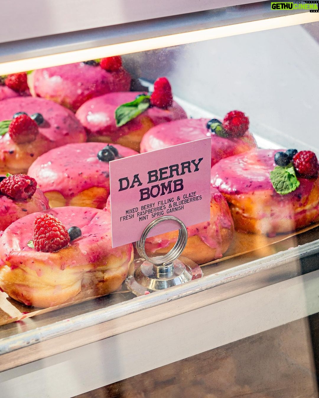 Danny Trejo Instagram - Nothing like the smell of fresh Berry Bombs in da morning! 🍩 🫐 🍃 🫐 Berry Bomb 🫐 Filled raised donut with mixed berry filling & glaze garnished with fresh raspberries, blueberries, & mint sprig. Open daily 7AM-4PM 📍6785 Santa Monica Blvd, Los Angeles #trejostacos #trejosdonuts #trejoscantina #trejoscerveza #trejosdonutsandcoffee #coffeeshop #losangeles #donuts #dannytrejo #breakfast #bakers #donutsandcoffee Trejo's Coffee & Donuts