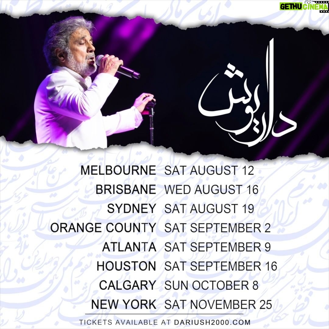 Dariush Eghbali Instagram - پس از مدتی دوری از صحنه، خوشحالم به زودی با شما هموطنانم در استرالیا، آمریکا و کانادا دیداری تازه خواهم کرد. داریوش