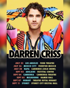 Darren Criss Instagram - BONZER! Stoked to finally announce a run of shows in Australia! I’ve always been so appreciative of the support I’ve had throughout the years from down under, from the YouTube days to TV and Broadway and beyond. And I’m not here to f*k spiders m8, you bet I’ll be bringing all those tunes with me. Can’t wait to finally have a singalong with all you lovely folks who’ve been waiting patiently for them in the southern hemisphere. Special thanks to @michaelcasselgroup for making this happen. Here’s some pics from my last visit to celebrate how excited I am to not only return, but to get to see more of Oz! 🤘😎🇦🇺

Adelaide 9/3
Canberra 9/4
Melbourne 9/5
Hobart 9/7
Sydney 9/11

Tickets on sale July 27, link in bio for more info. Catch ya soon…