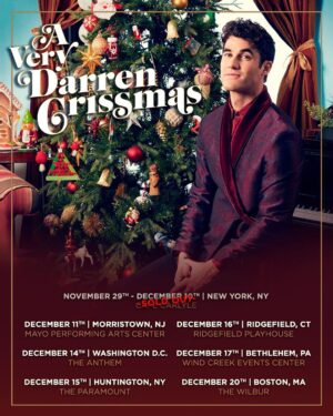 Darren Criss Instagram - it’s beginning to look a lot like 🎄

… it’s Crissmas time in the city: NYC, Morristown, Ridgefield, DC, Bethlehem, Huntington, Boston

🎅🏼 link to tix in bio🧑🏼‍🎄