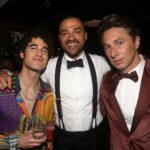 Darren Criss Instagram - My acceptance speech for winning a kickass night out on Broadway: Thanks to @juleshough for being my literal dance partner, to The House of Suntory (@suntory_rokugin, @@suntoryhakuvodka, @suntorytoki ) for indulging my affinity for 日本の booze and @armaninollp for helping us host #theafterafter at @pebblebarnyc. And thank you to @bruglikas / @broadwaybruce_ for takin’ the shots shots shots. And scene! 🎭 Pebble Bar