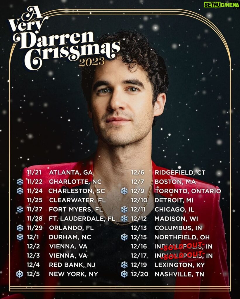 Darren Criss Instagram - Summer is coming to an end (well, not in 🇦🇺) … which means it’s time to think about cold weather (in 🇺🇸!) Announcing a TON of NEW Holiday Show dates to warm up your November and December. Pre-sale starts THIS Wed Sep 13 @ 10am local. Sign-up for the pre-sale code now at https://Darrencriss.me/crissmastour (link in bio)