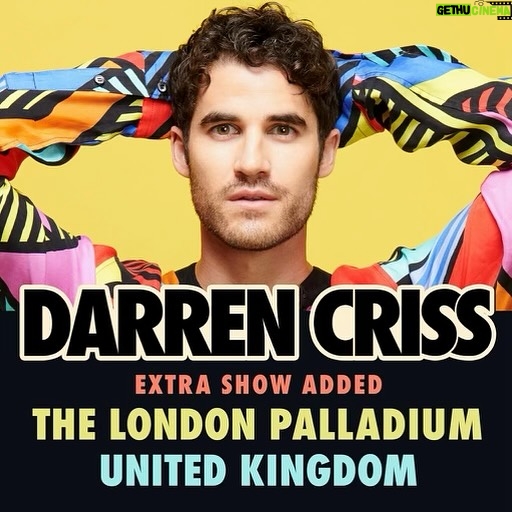 Darren Criss Instagram - I think I’m goin back… 🇬🇧 and I’m adding a SECOND show at the London Palladium! Tickets for both are on sale now. Hope to see you there.