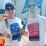 Darren Criss Instagram – Thank you @paper_eight for the great shirts, keepin’ me and @jonomatt #sagaftrastrong #wgastrong #sagaftrastrike #wgastrike 

8/14/23 #latergram Warner Brothers Studio