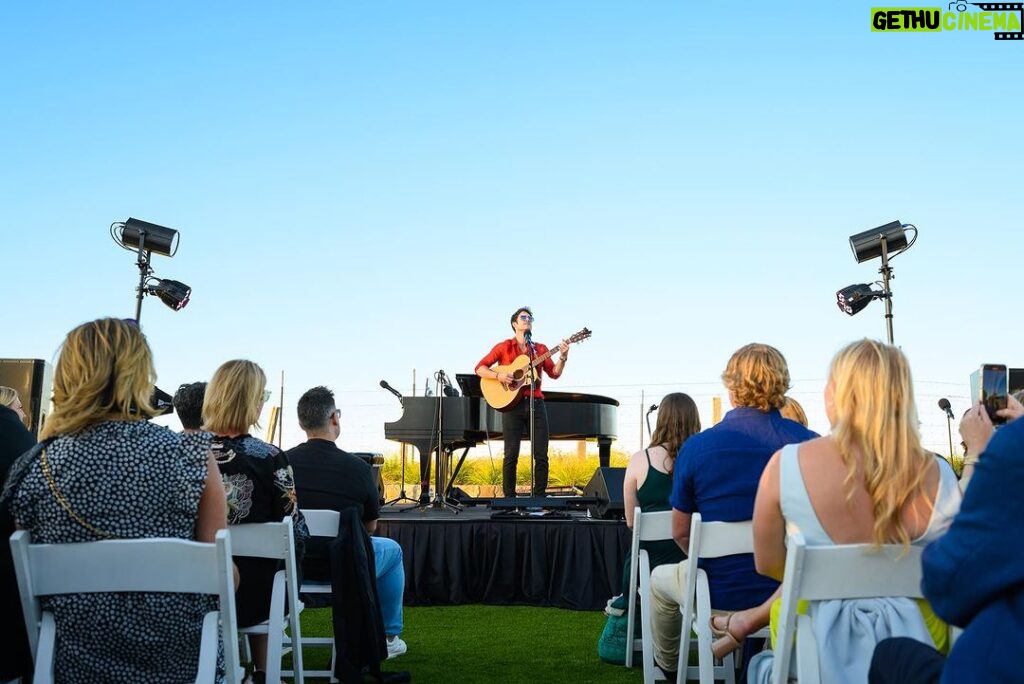 Darren Criss Instagram - what a sunny & serene setting to sing a scrappy & somewhat spontaneous set of songs from the stage & screen. 🍷 ☀️ 🎶 thank you @bwayandvine for having me, @bobmc for the 📸 and @carnerosresort for hosting all of us . Was a lovely time. 😎 7/28/23 #latergram Carneros Resort and Spa