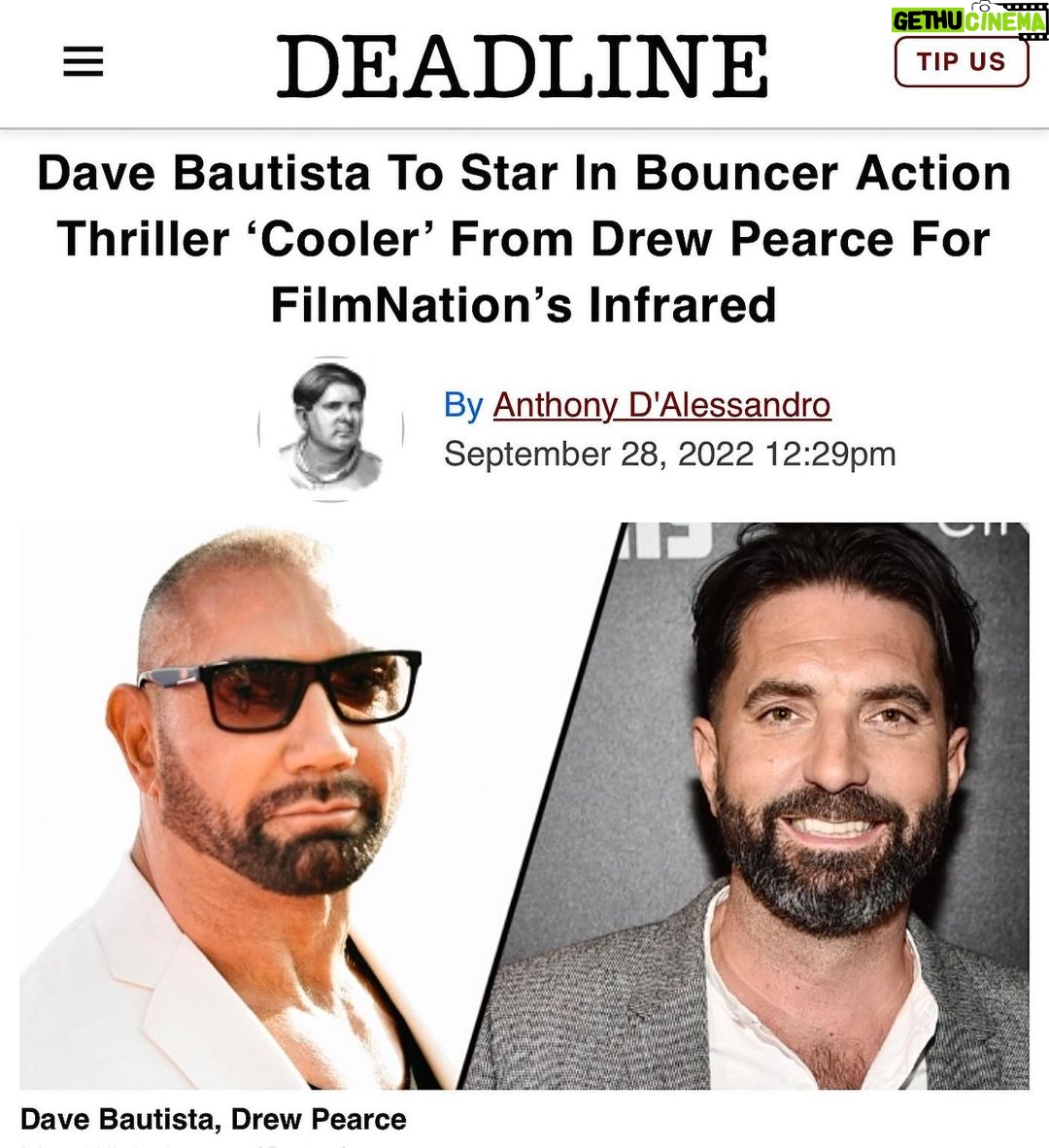 Dave Bautista Instagram - Couldn’t ask for a cooler group to do the movie Cooler with. This is a project that needs people that share the same passion and thats exactly what we found. Let’s go to work @champagnepapi @mrdrewpearce #CoolerMovie #StayCool #DogBoneEntertainment #FutureThePrince